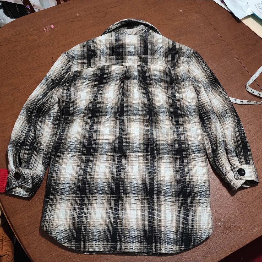 Fashion Nova Black and Cream Checkered Button Down Shirt - Picture 7 of 7